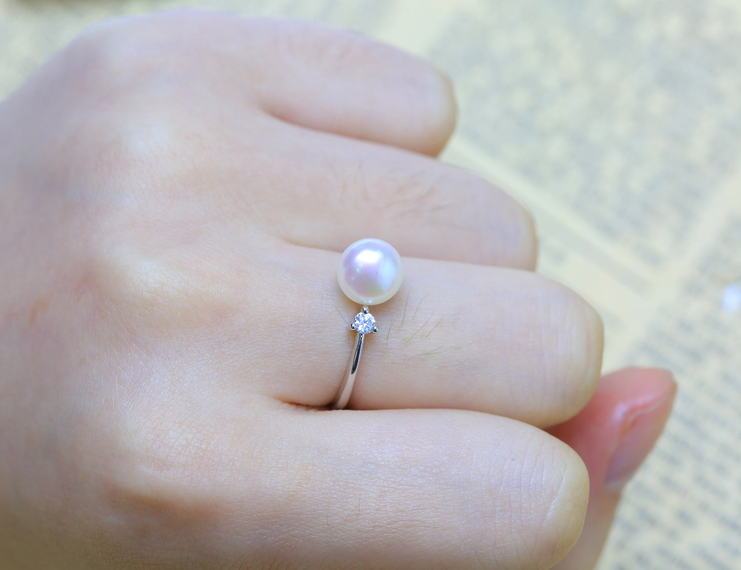 Adjustable Pearl Ring