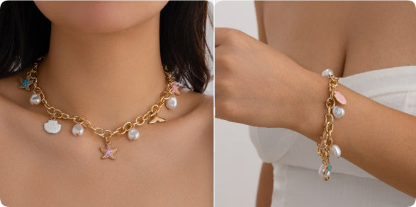 Ocean Charm Necklace & Bracelet